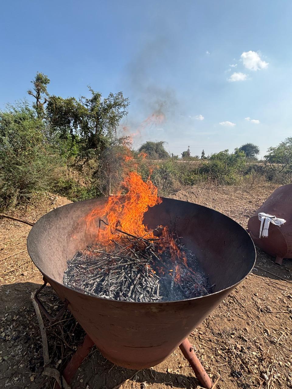 Biochar production at a project site